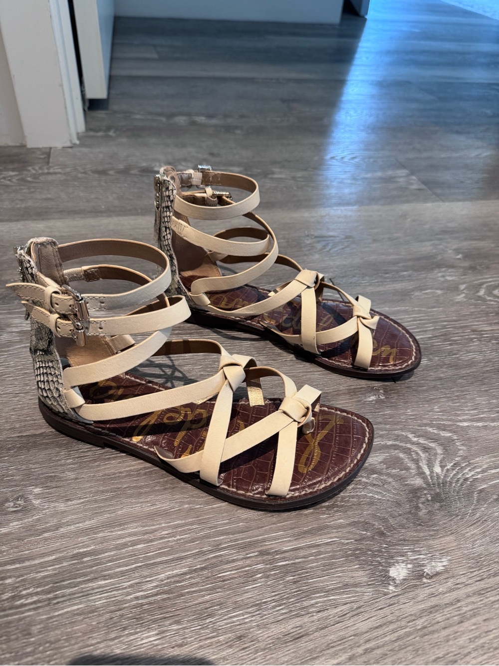 Sam Edelman Neutral Beige Strappy Gladiator Sandals - Women